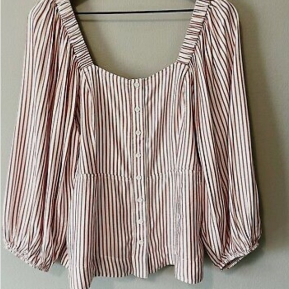 Cabi Pin stripe The Visionary Festive Carnival Blouse size M Style 5890 - Picture 8 of 9